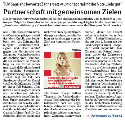 Partnerschaft mit gemeinsamen Zielen Zahntechnik Zeitung